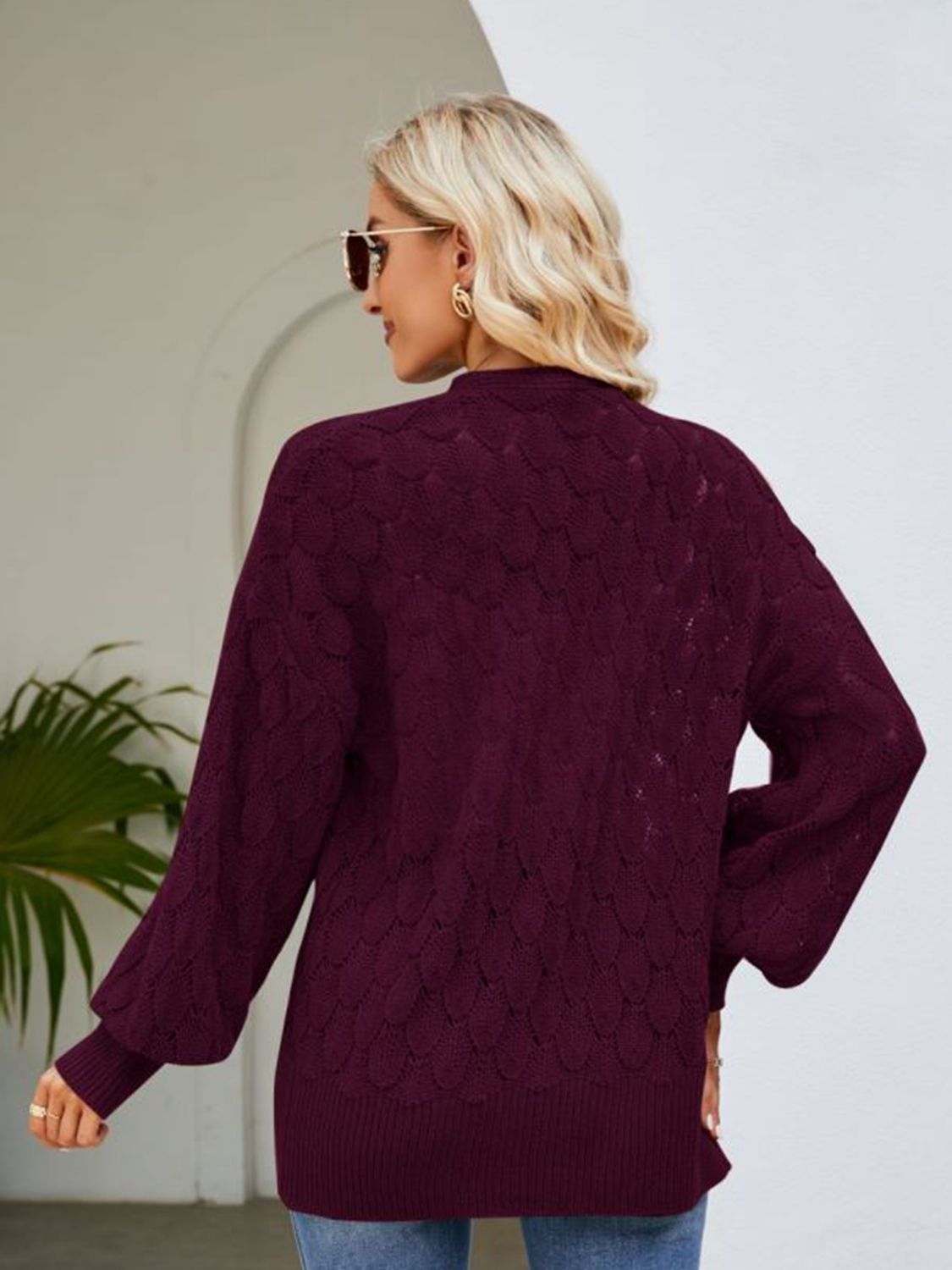 Honeybee Mumford's Open Front Ribbed Trim Cardigan