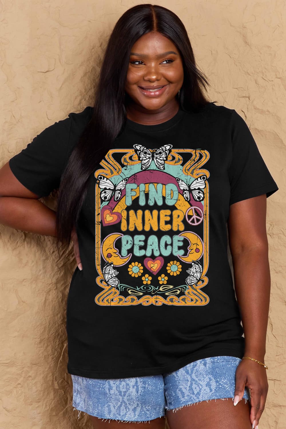 Honeybee Mumford's Simply Love Full Size FIND INNER PEACE Graphic Cotton T-Shirt