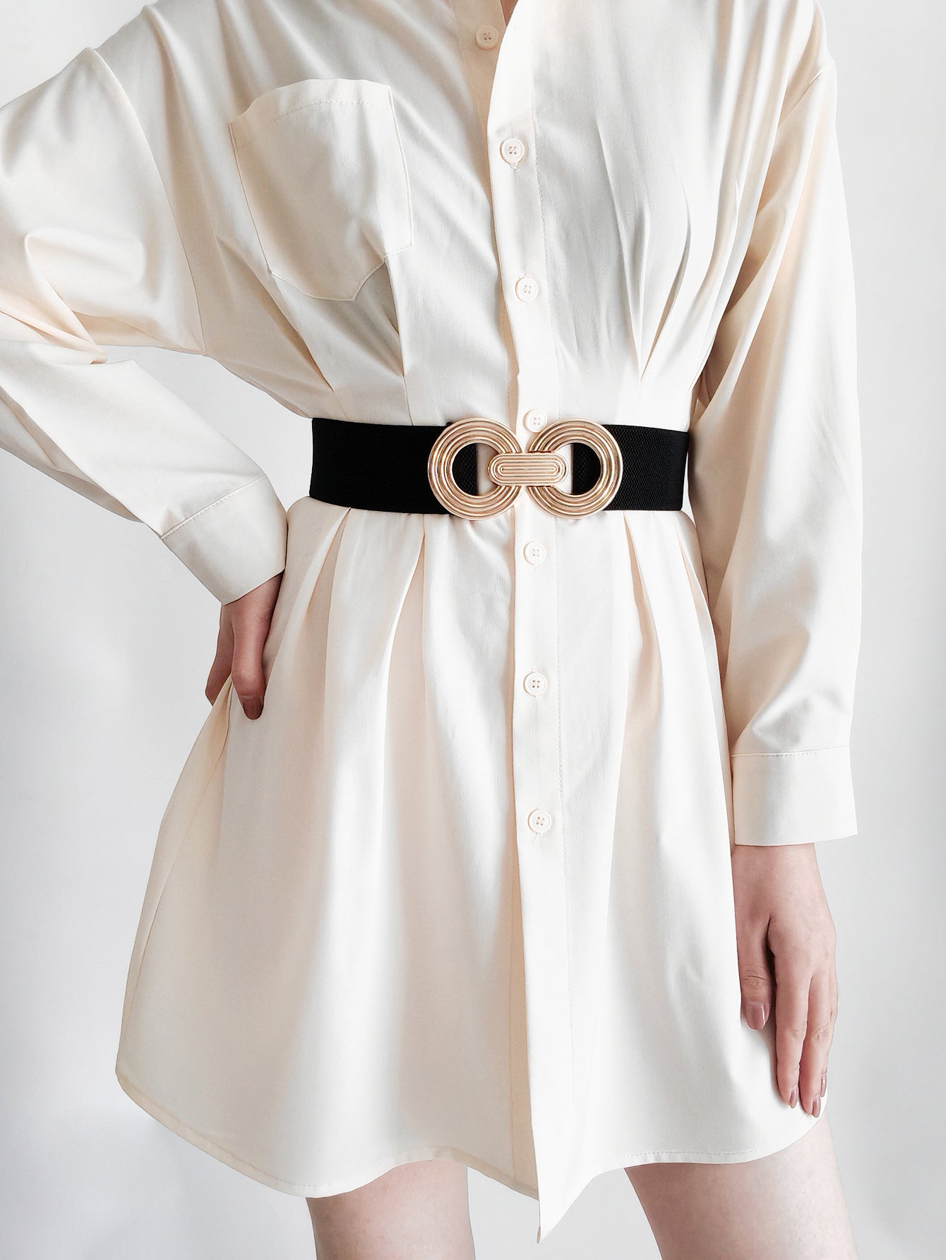 Honeybee Mumford's Geometric Buckle Elastic Wide Belt