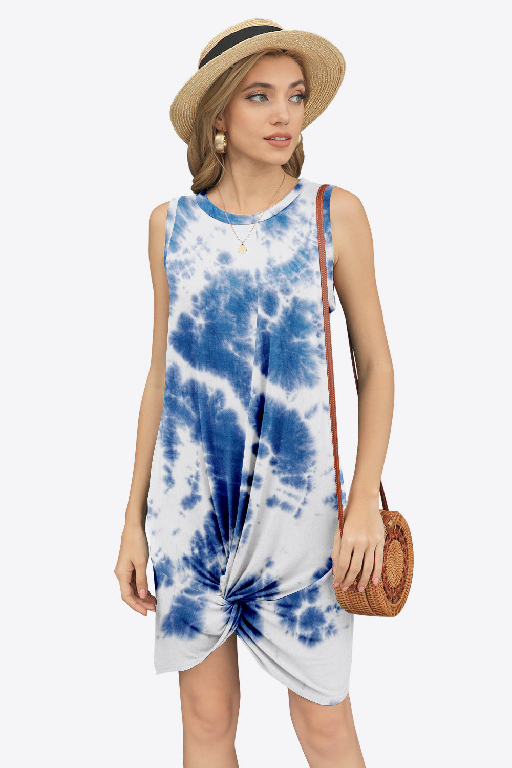 Honeybee Mumford's Tie-Dye Twisted Round Neck Sleeveless Dress