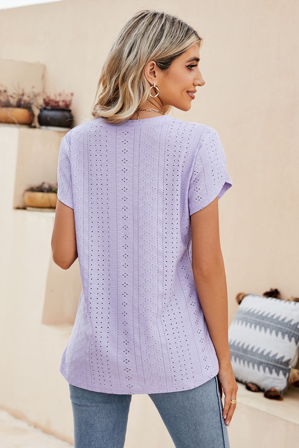 Honeybee Mumford's Eyelet Petal Sleeve V-Neck Knit Top