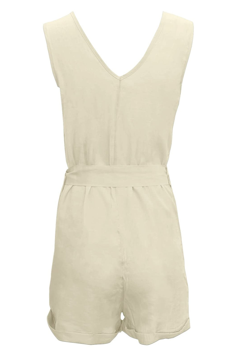 Honeybee Mumford's Full Size Tied V-Neck Sleeveless Romper with Pockets