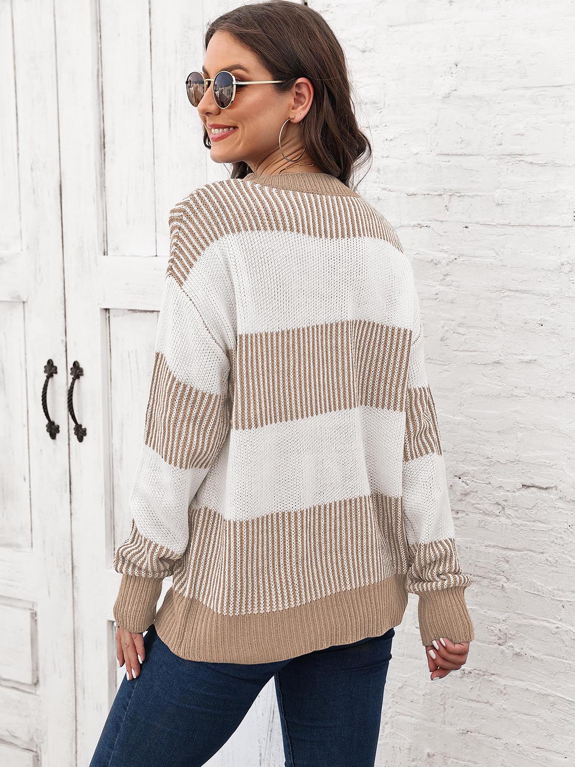 Honeybee Mumford's Full Size Round Neck Drop Shoulder Sweater