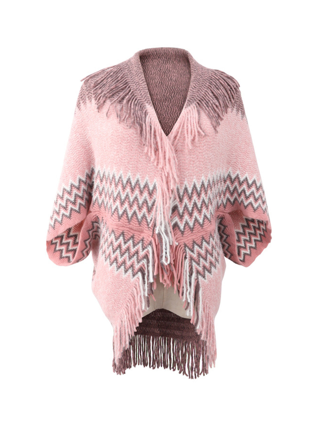 Honeybee Mumford's Geometric Fringe Open Front Cardigan