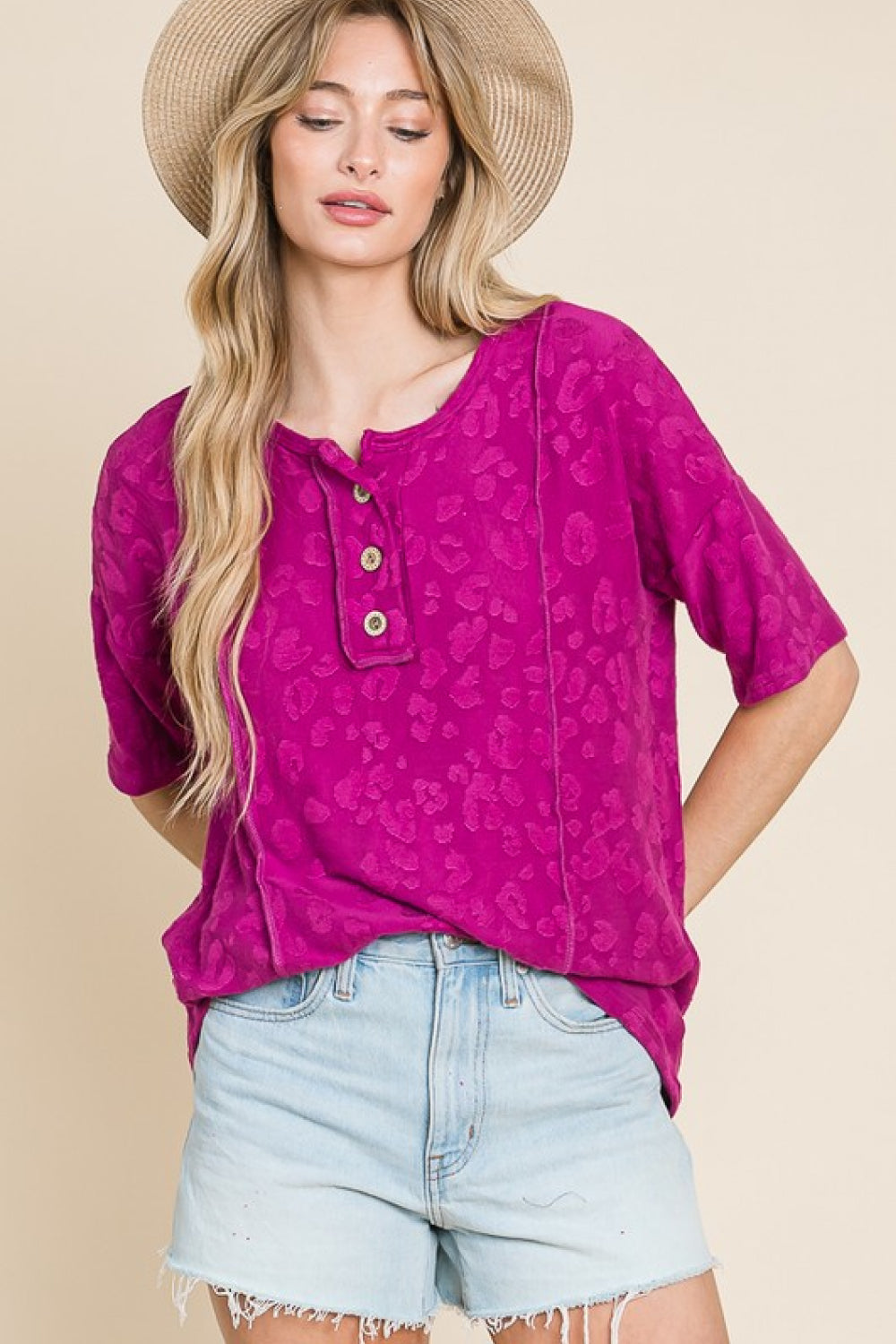 Honeybee Mumford's Deep Purple Animal Textured Top