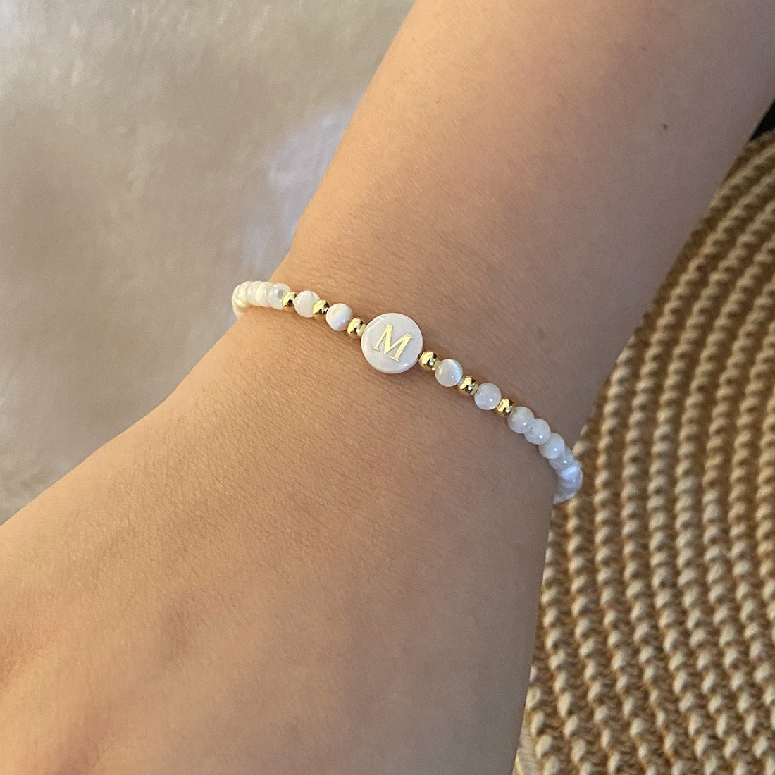 Honeybee Mumford's Shell Letter Bead Bracelet