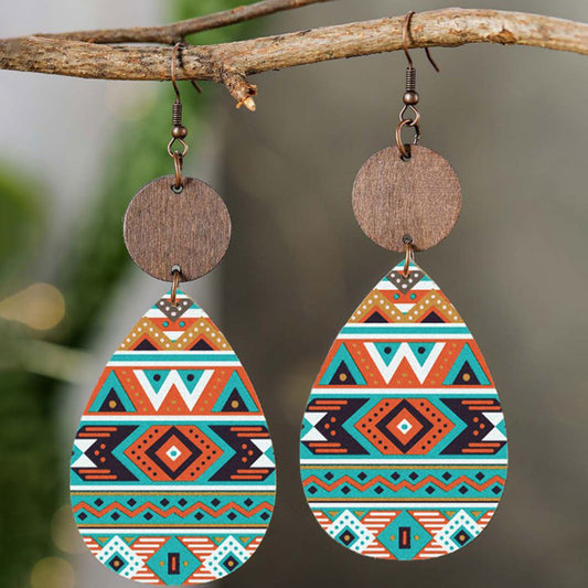 honeybee Mumford's Geometric Wooden Teardrop Earrings