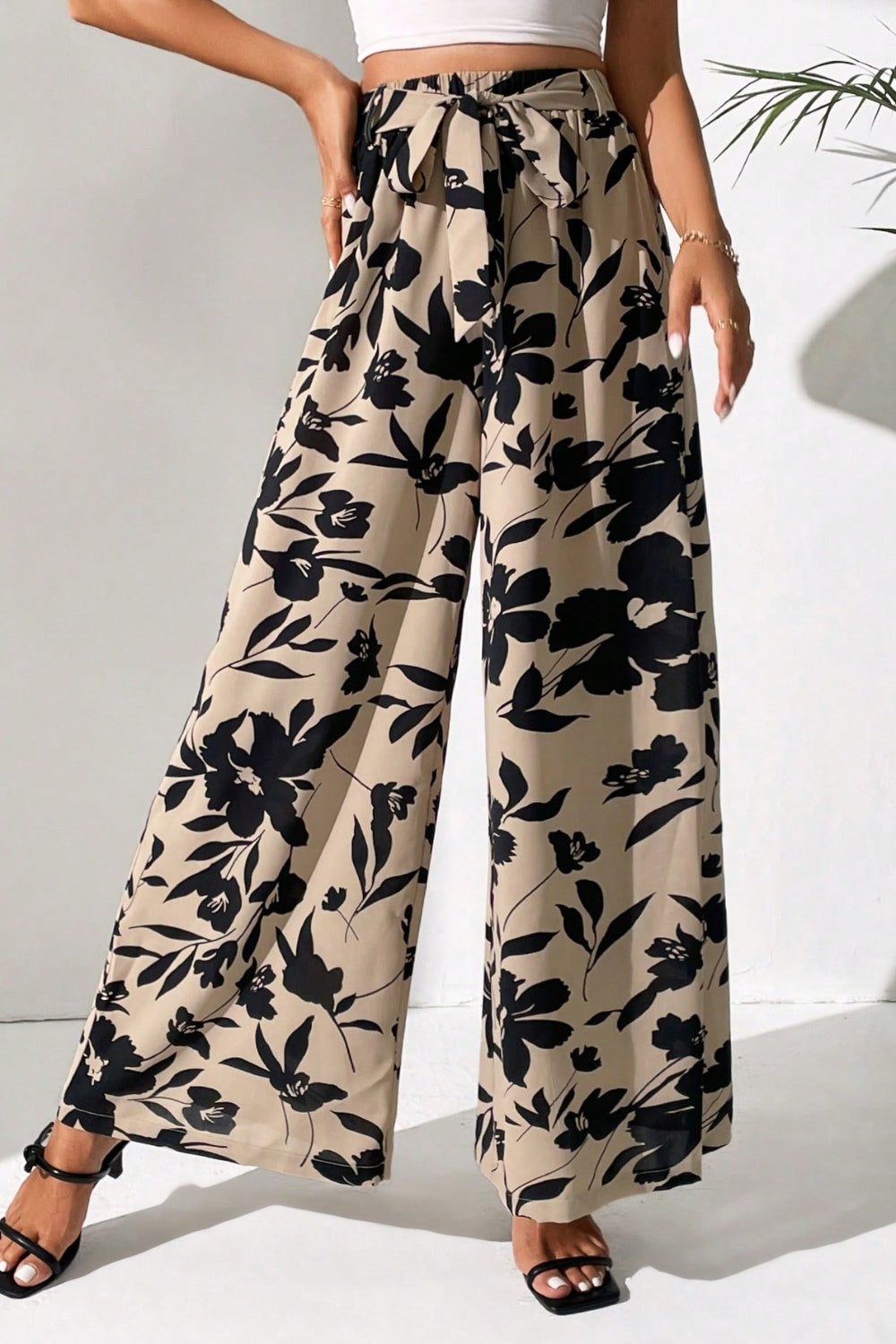 Honeybee Mumford's Printed Tied Wide Leg Pants