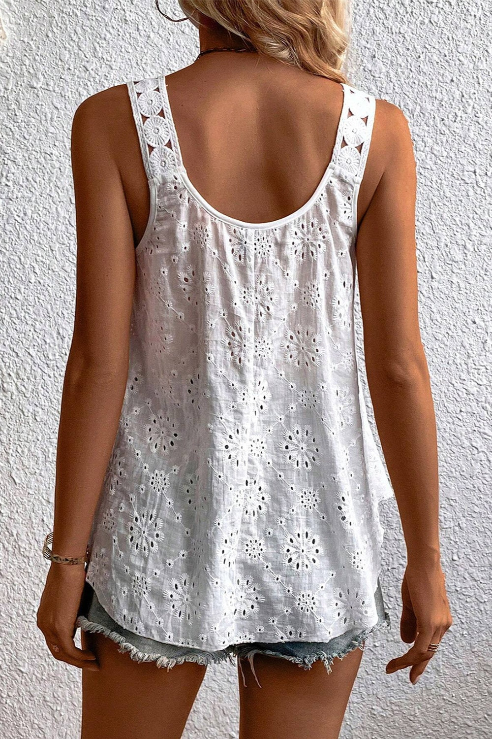 Honeybee Mumford's Eyelet Round Neck Wide Strap Tank