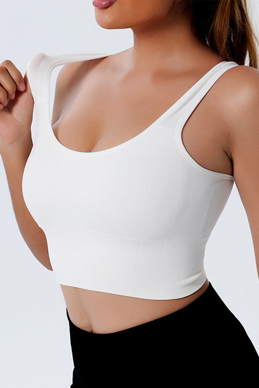 Honeybee Mumford's White Seamless U Neck Sleeveless Cropped Yoga Top