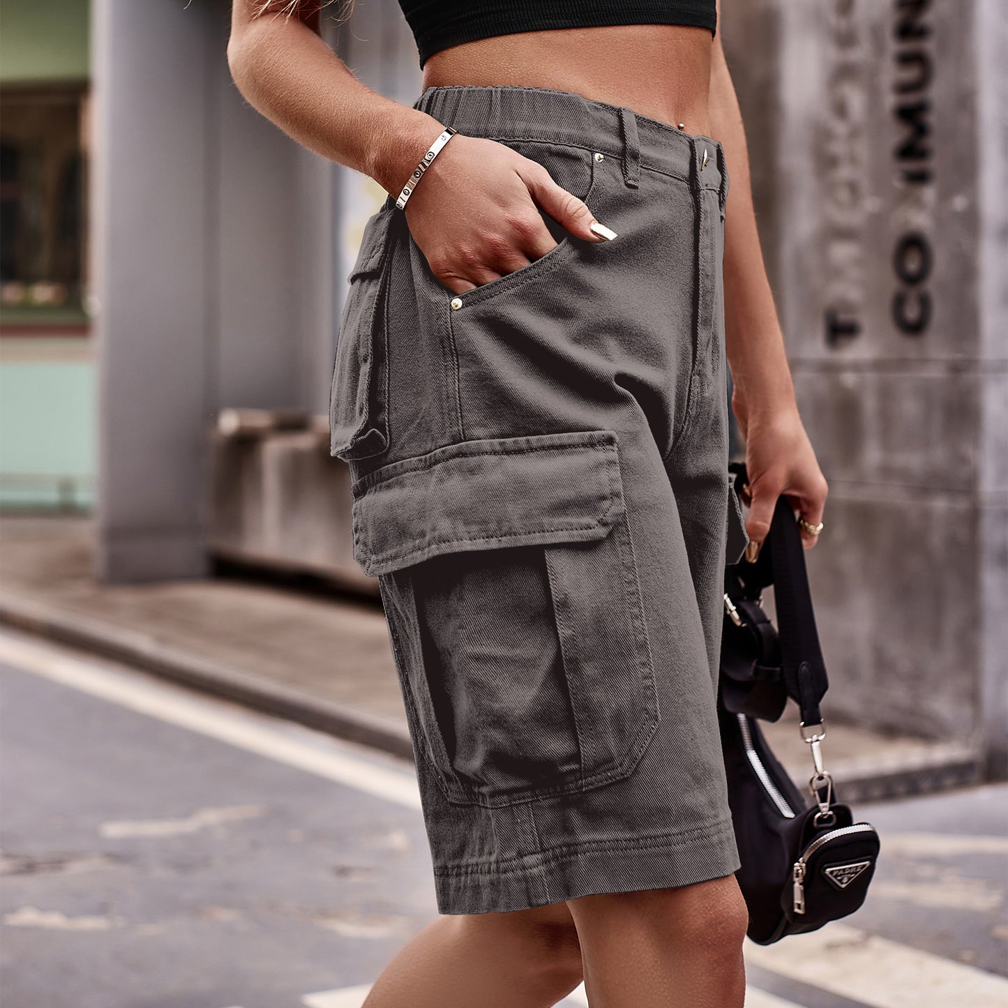 Honeybee Mumford's Denim Cargo Shorts with Pockets