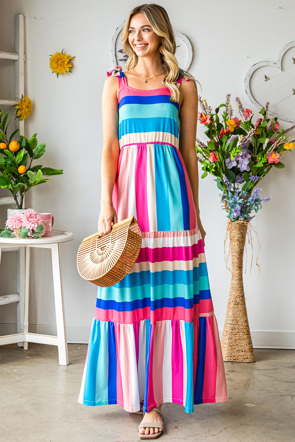 Honeybee Mumford's Striped Sleeveless Maxi Dress