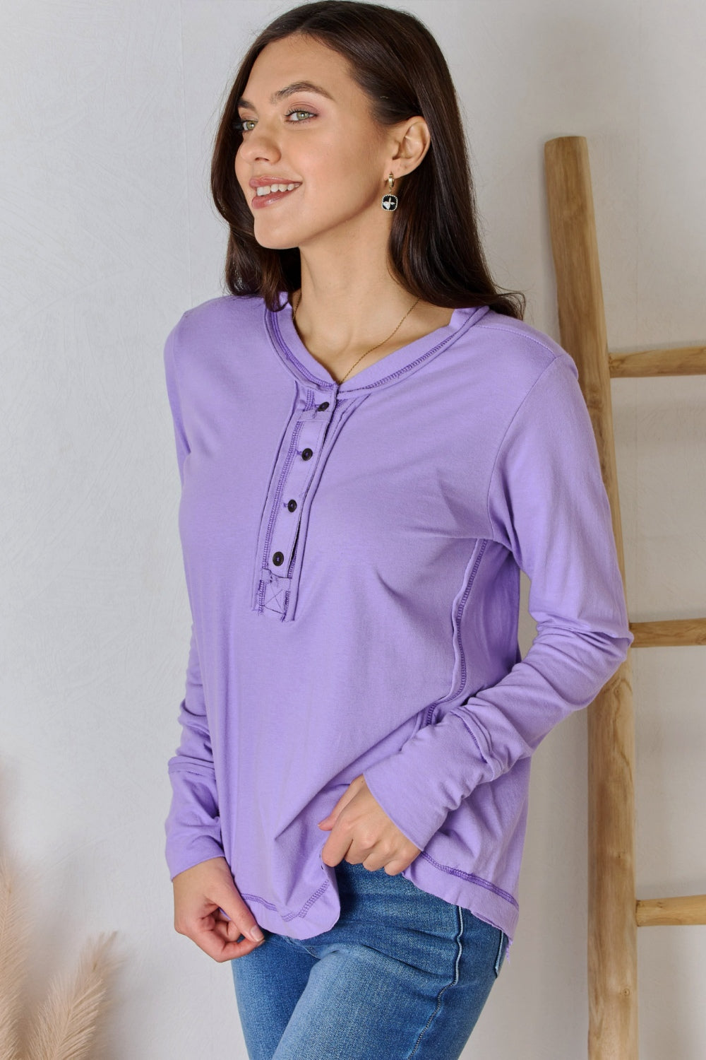 Honeybee Mumford's Exposed Seam Thumbhole Long Sleeve Top