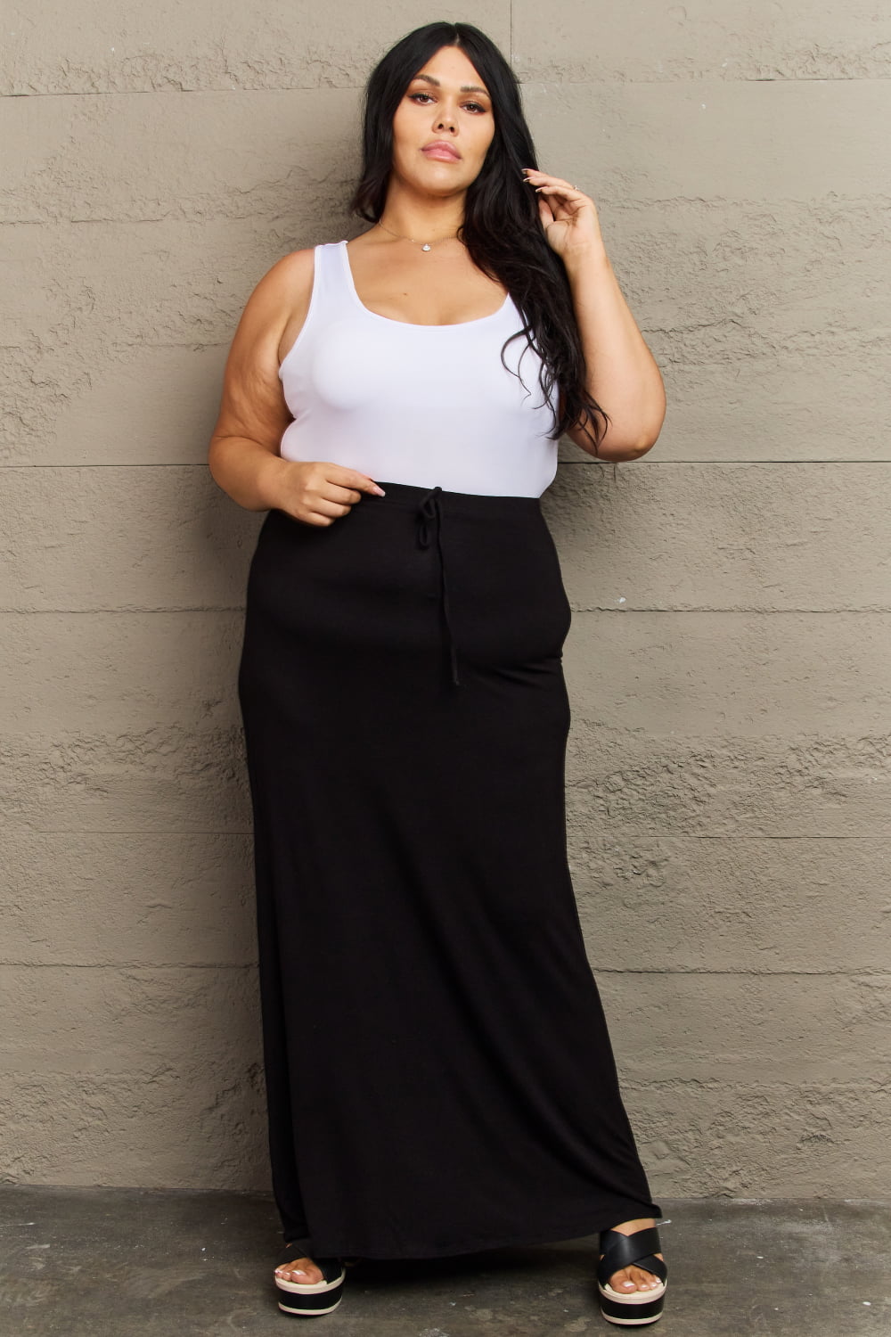 Honeybee Mumford's For The Day Full Size Flare Maxi Skirt in Black