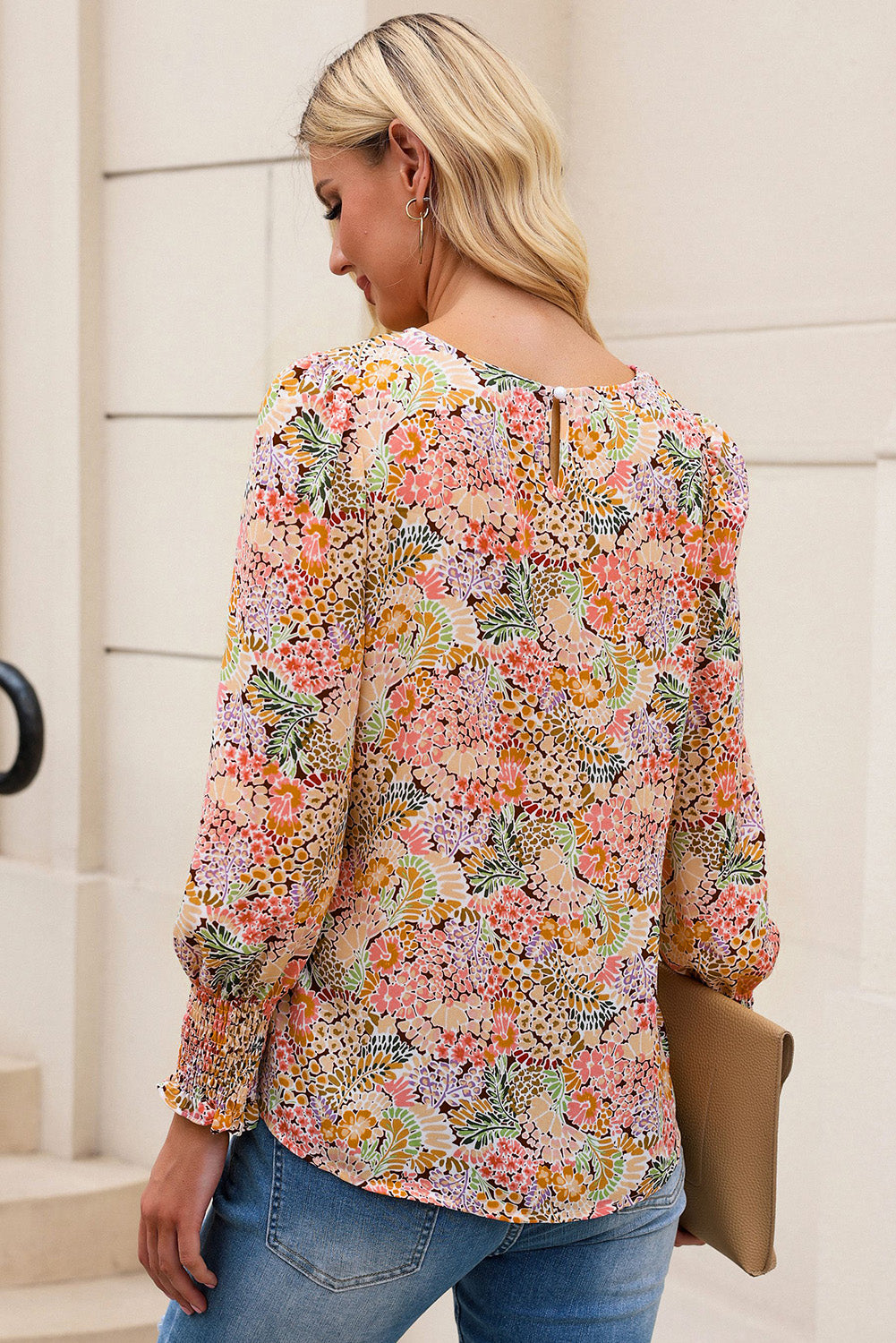 Honeybee Mumford's Floral Print Long Puff Sleeve Blouse