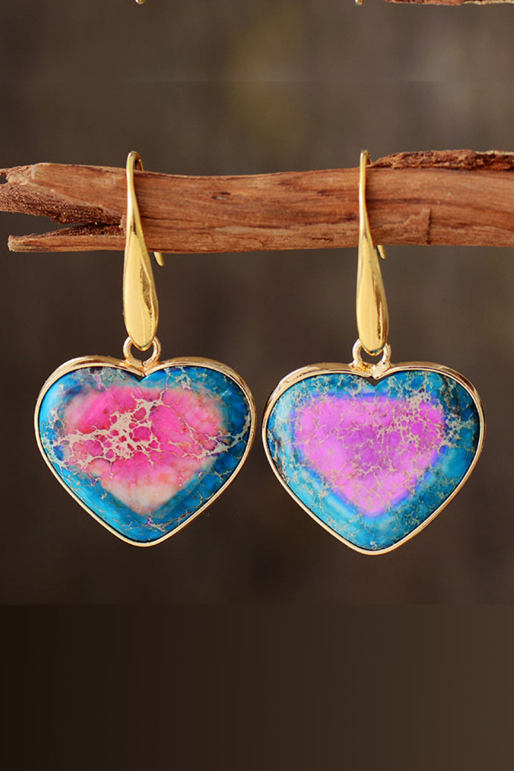 honeybee Mumford's Natural Stone Heart Drop Earrings