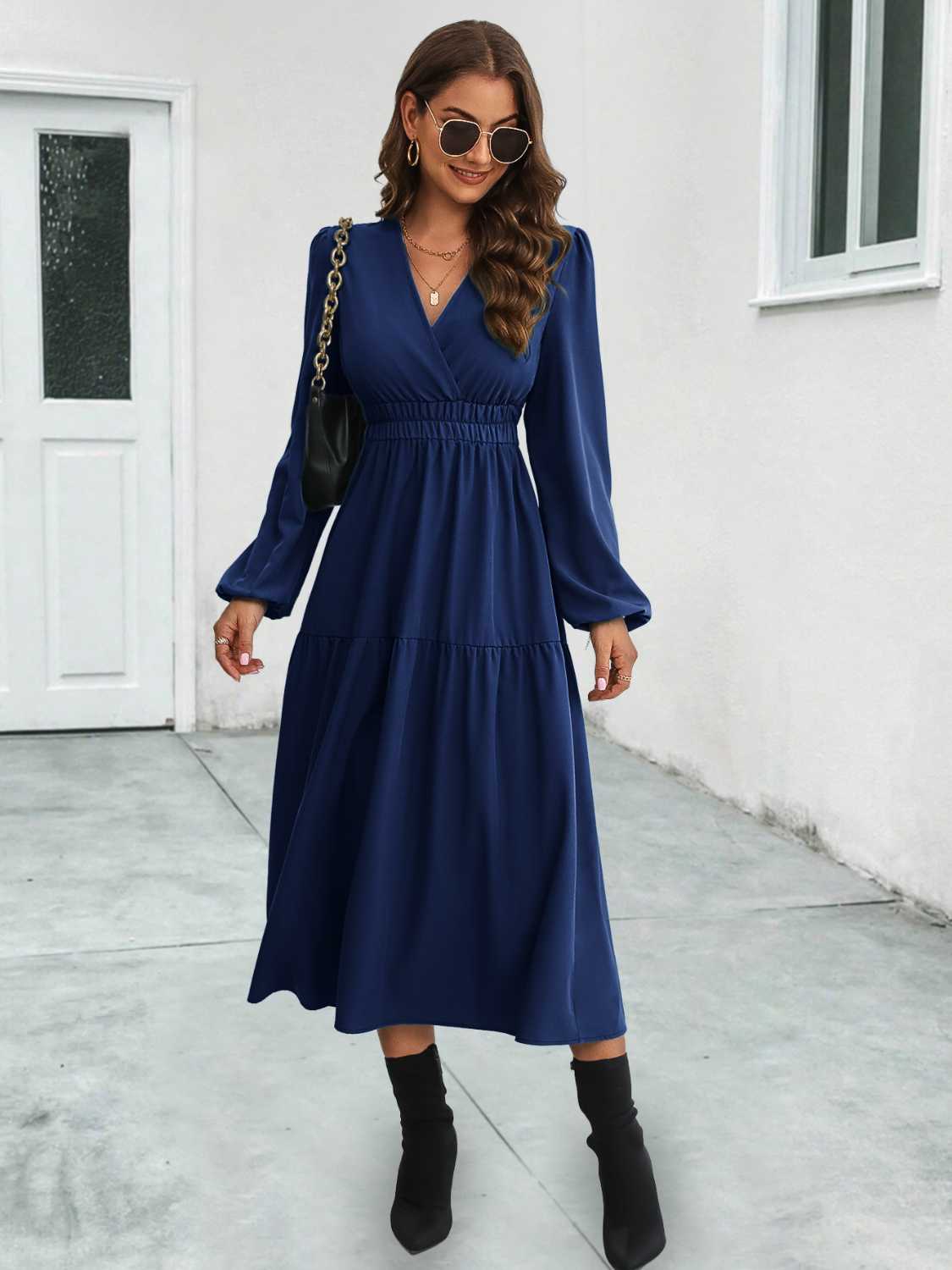 Honeybee Mumford's Surplice Neck Long Sleeve Midi Dress