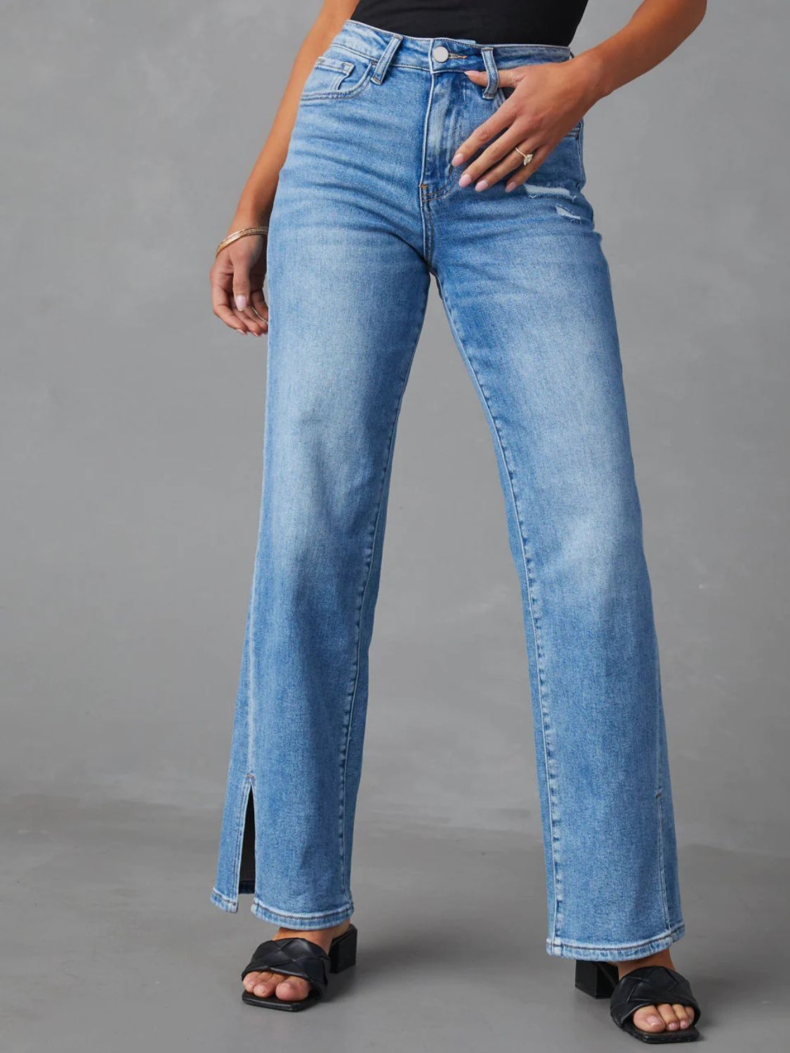 Honeybee Mumford's Slit Buttoned Jeans with Pockets