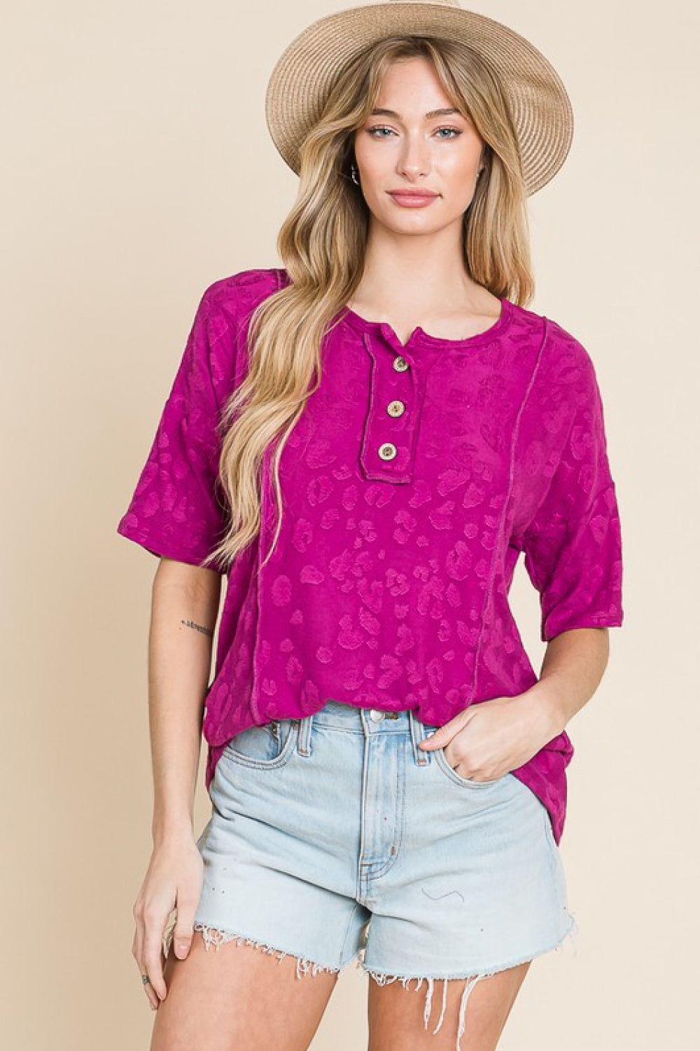 Honeybee Mumford's Deep Purple Animal Textured Top