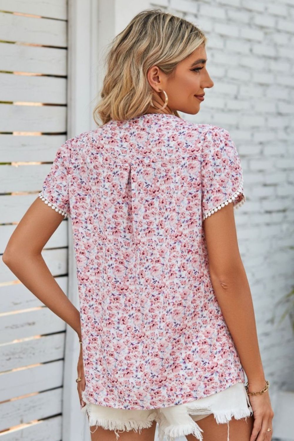 Honeybee Mumford's Floral Notched Neck Blouse