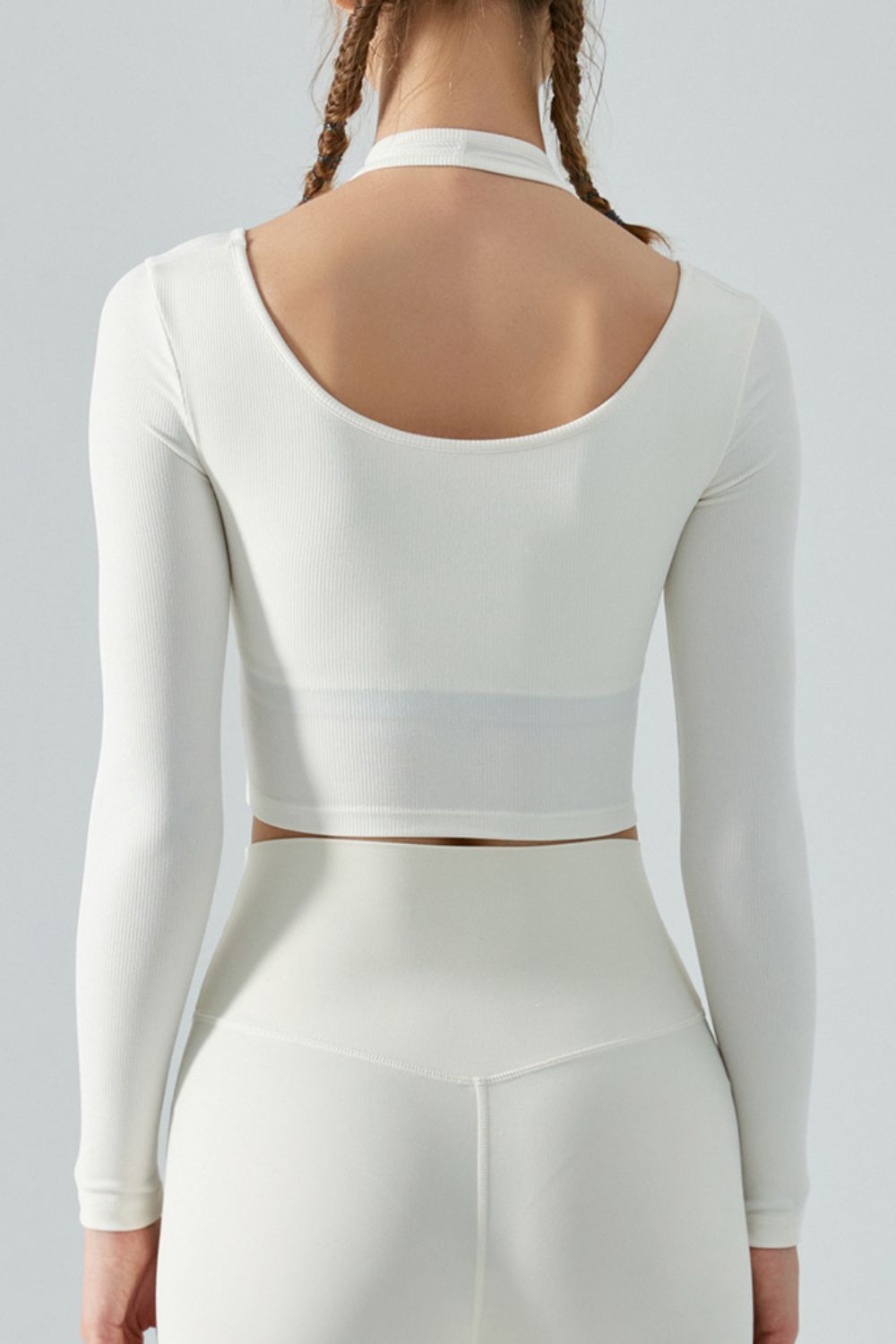 Honeybee Mumford's Halter Neck Long Sleeve Cropped Sports Top