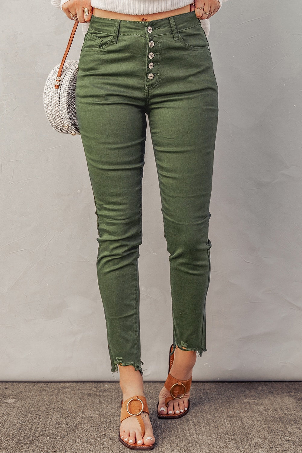 Honeybee Mumford's Gray or Moss green Hem Detail Skinny Jeans