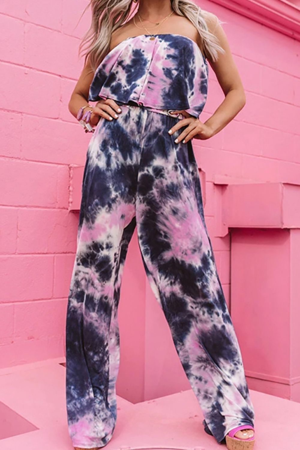 Honeybee Mumford's Tie-Dye Layered Strapless Jumpsuit