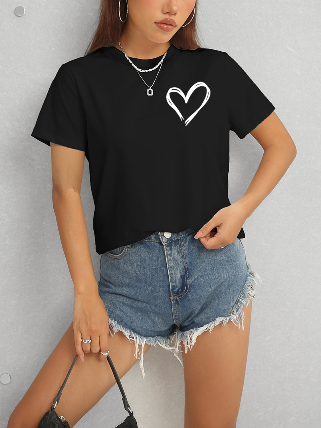 Honeybee Mumford's Heart Round Neck Short Sleeve T-Shirt