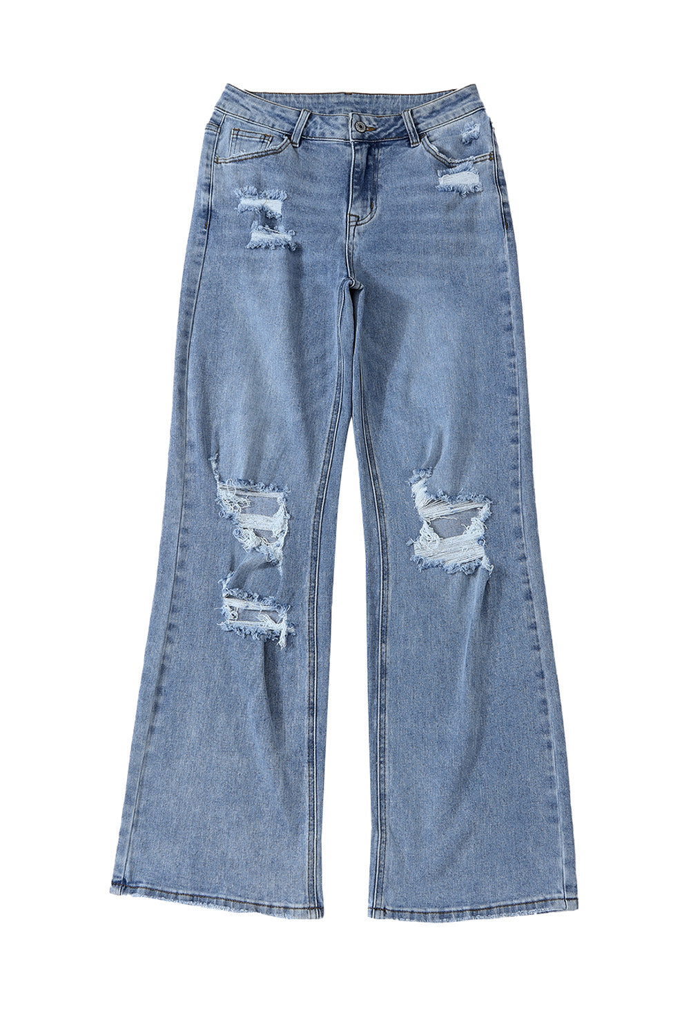 Honeybee Mumford's Sky Blue Destroyed Open Knee Wide Leg Jeans