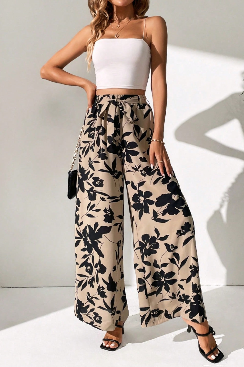 Honeybee Mumford's Printed Tied Wide Leg Pants