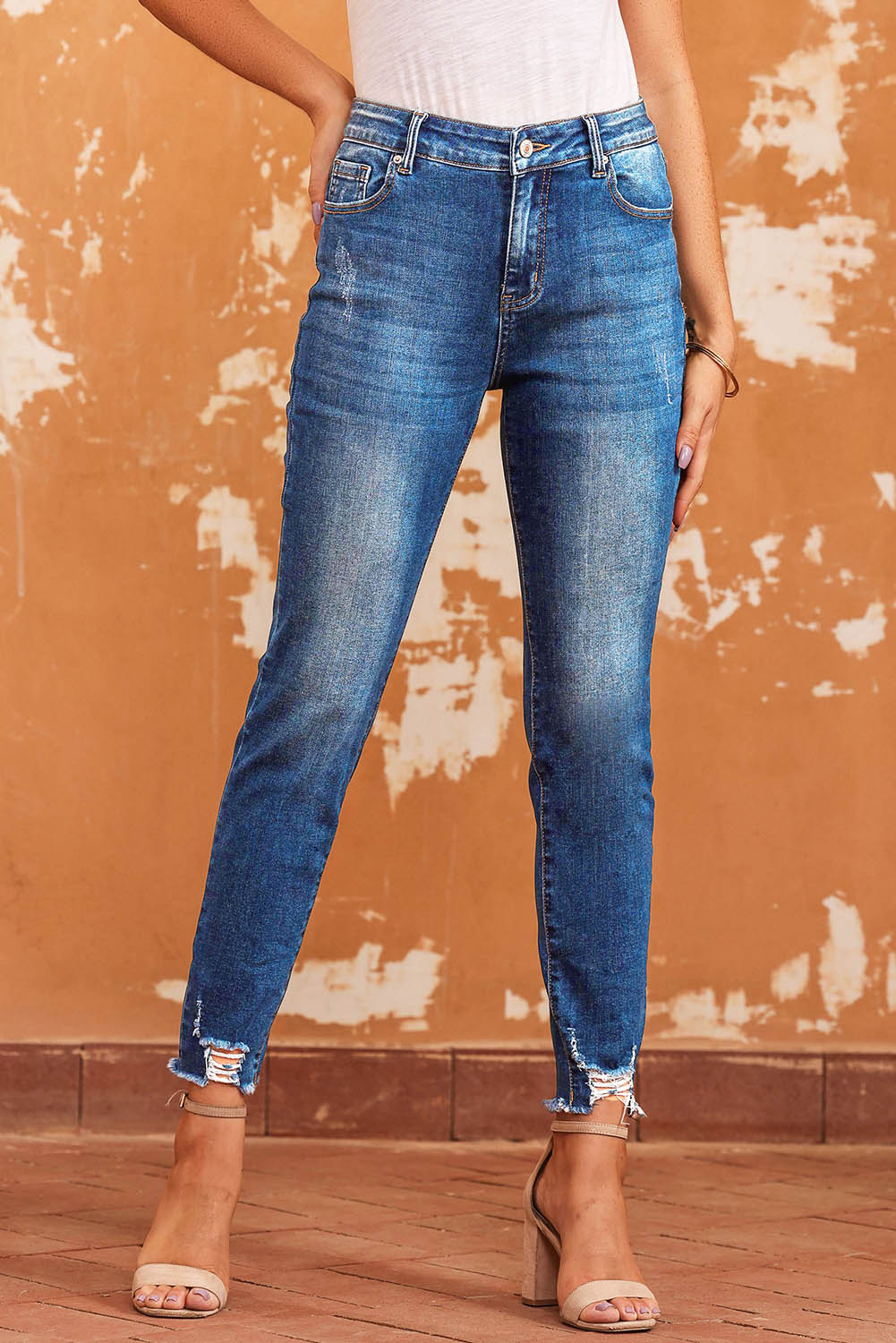 Honeybee Mumford's Blue Raw Hem Ankle-length Skinny Jeans