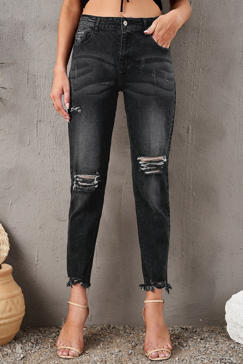 Honeybee Mumford's Stylish Distressed Cropped Jeans