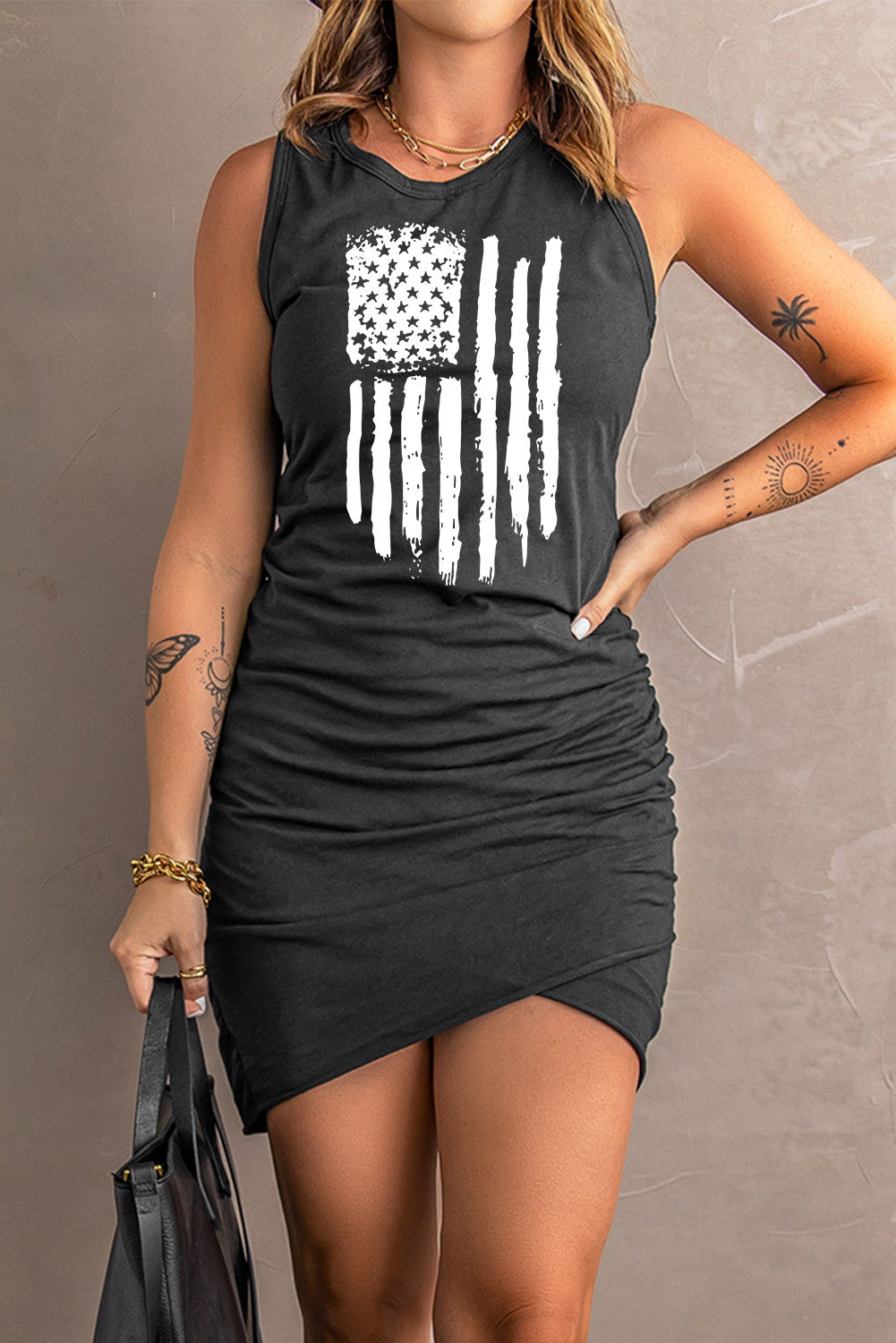 Honeybee Mumford's US Flag Graphic Sleeveless Dress