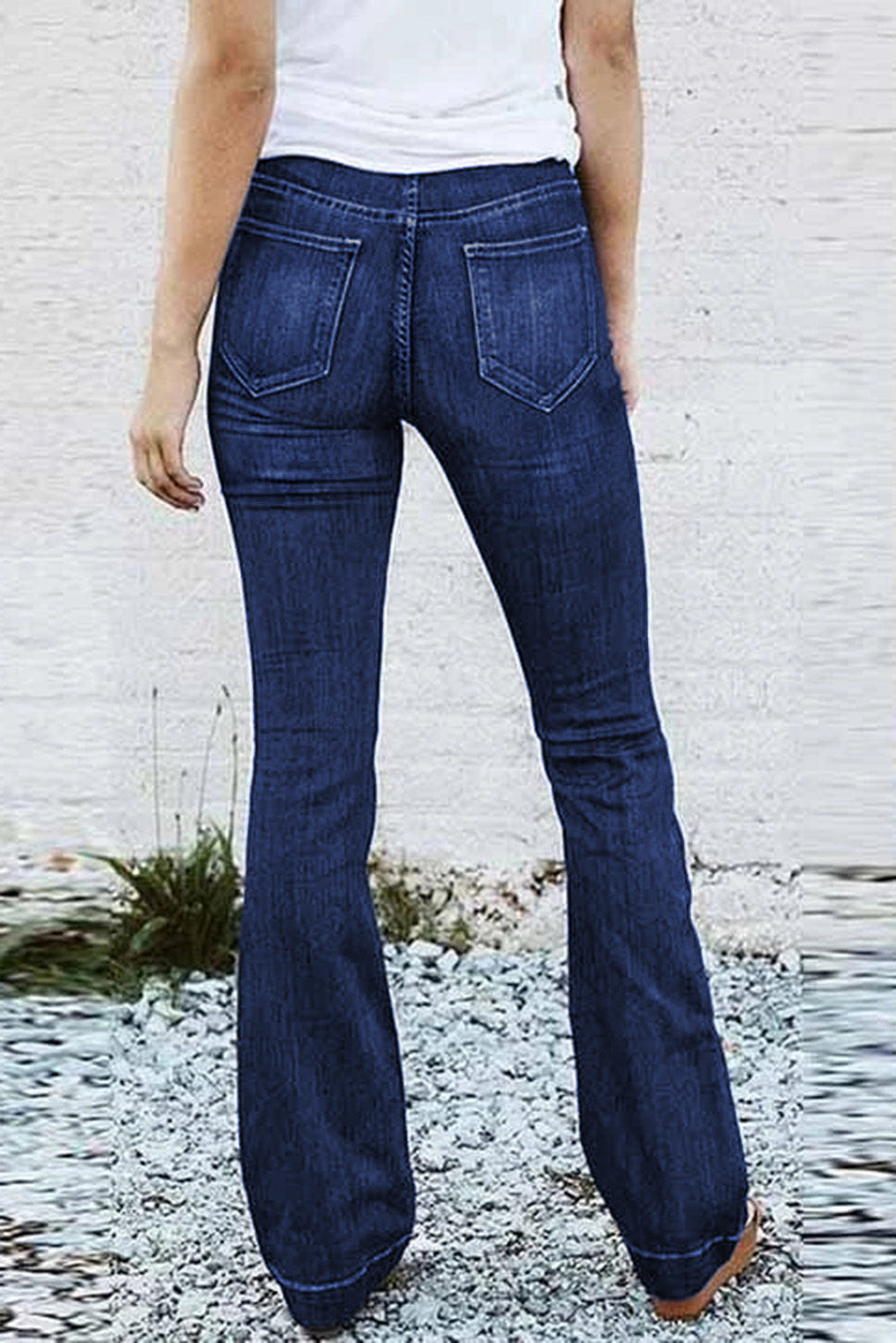 Honeybee Mumford's Blue High Rise Elastic Waist Flare Jeans