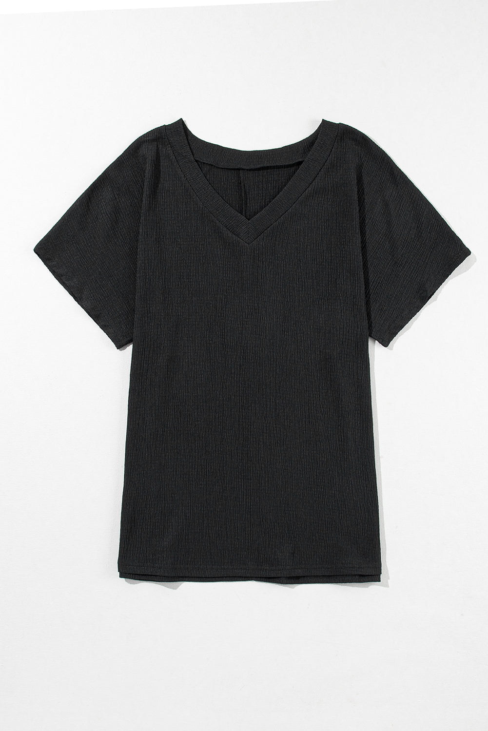 Honeybee Mumford's Black Crinkled V Neck Wide Sleeve T-shirt