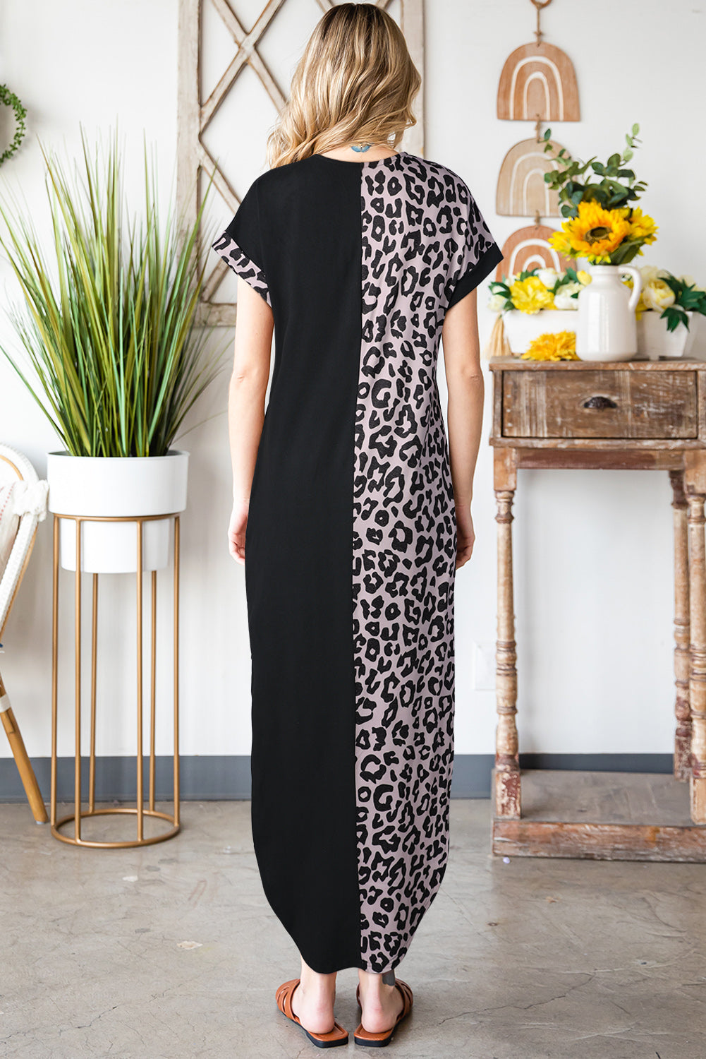 Honeybee Mumford's Leopard Color Block Split Dress