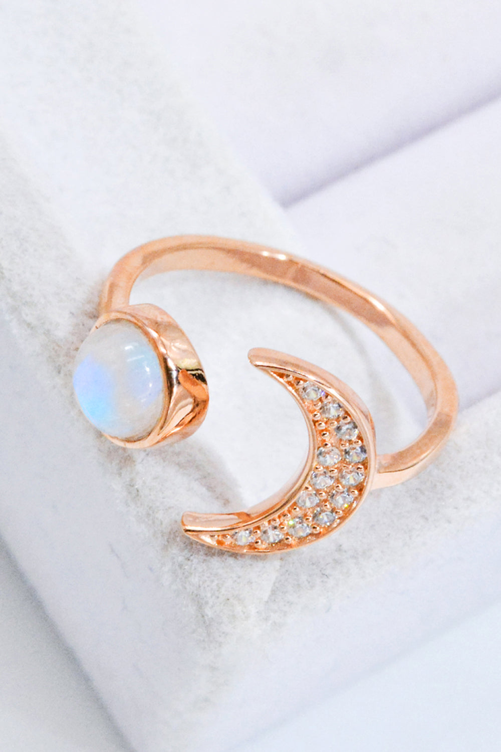 Honeybee Mumford's Natural Moonstone and Sun & Moon Open Ring