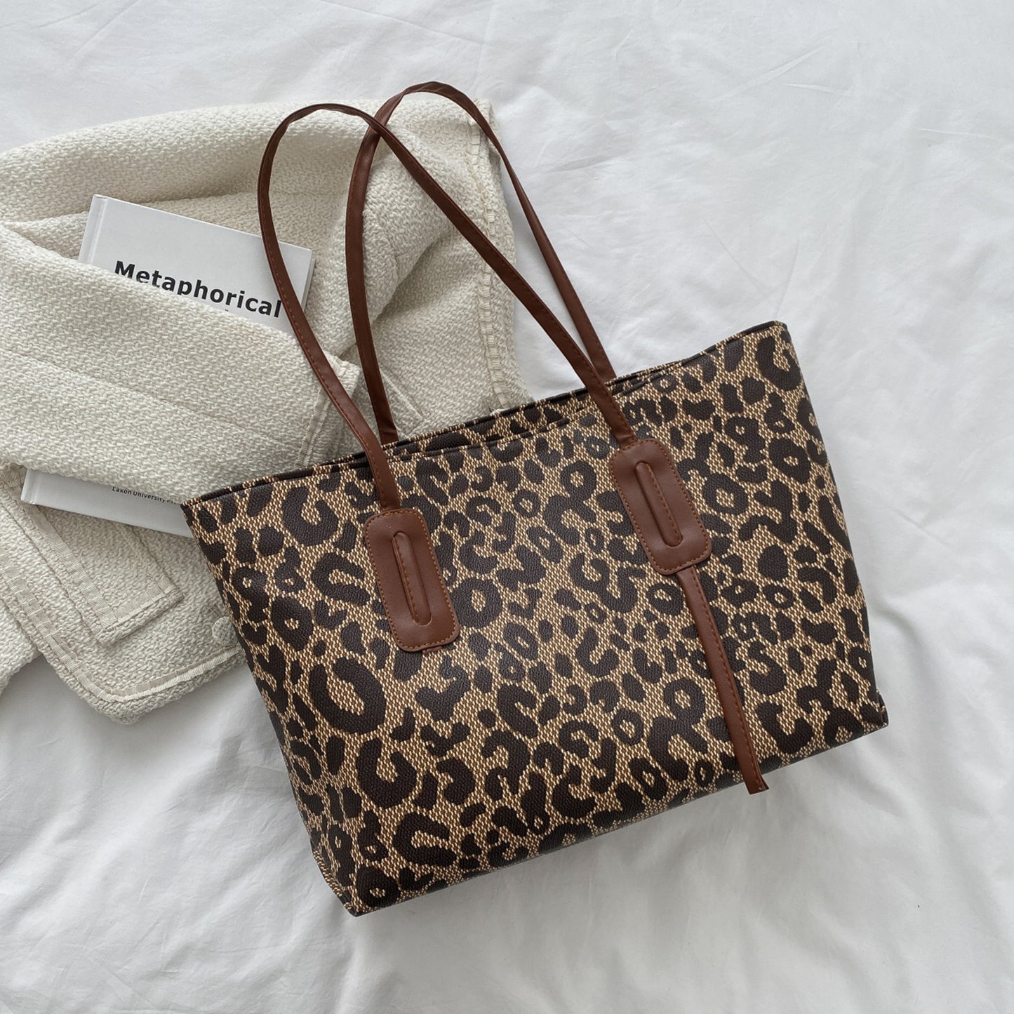 Honeybee Mumford's Leather Leopard Tote Bag