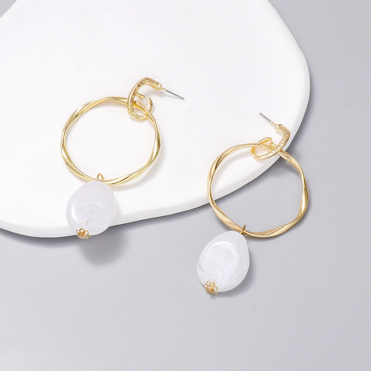 honeybee Mumford's white Rhinestone Hoop Drop Earrings