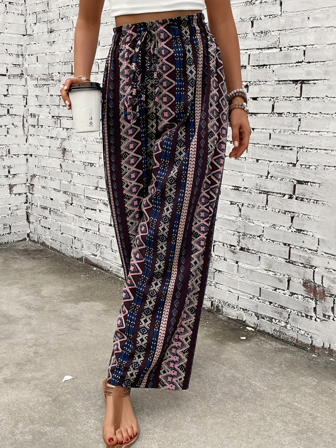 Honeybee Mumford's Printed High Waist Wide Leg Pants