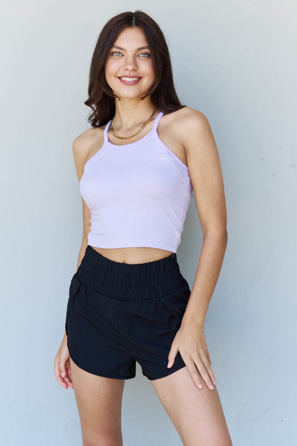 Honeybee Mumford's Everyday Staple Soft Modal Short Strap Ribbed Tank Top in Lavender