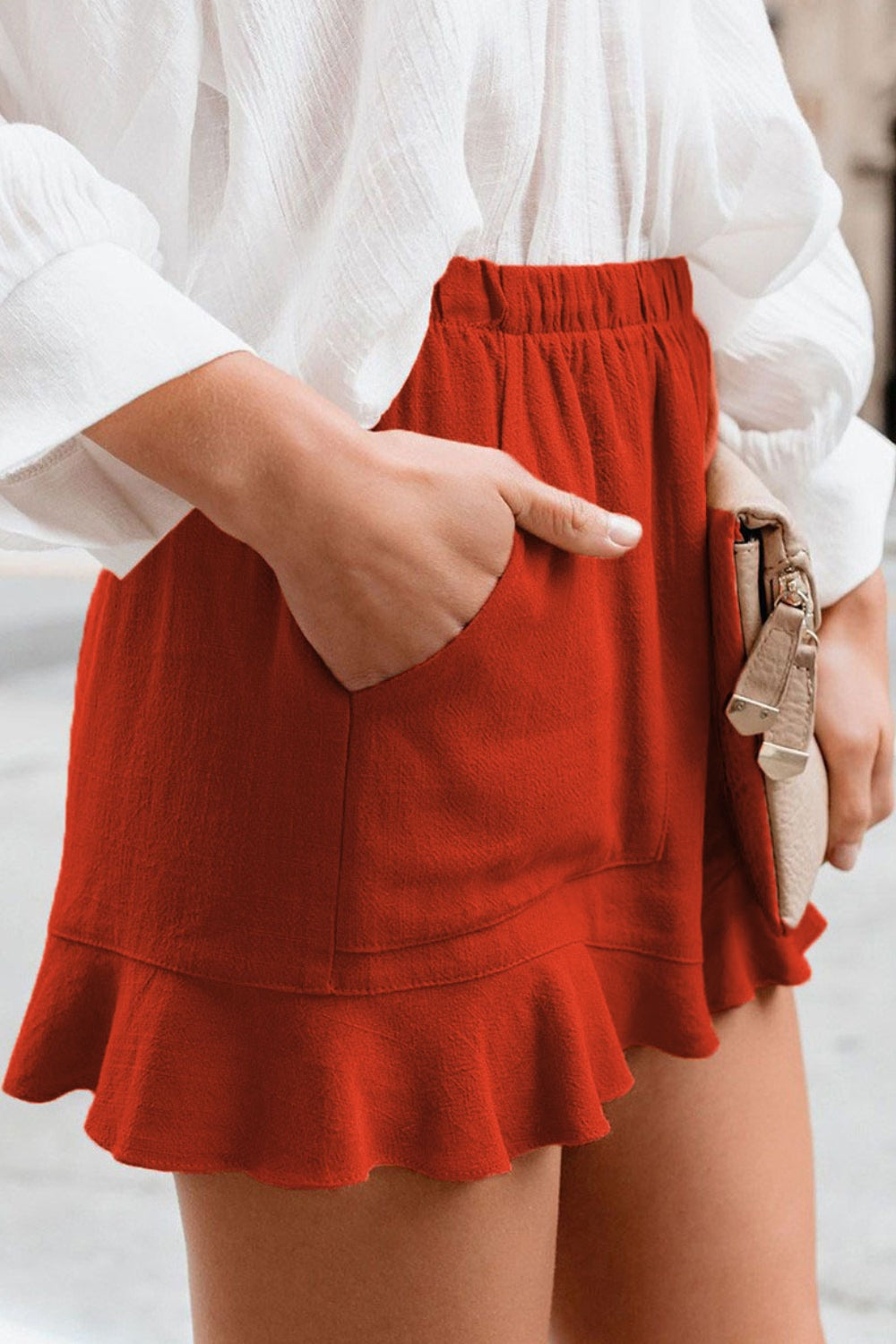 Honeybee Mumford's Full Size Ruffled Elastic Waist Shorts