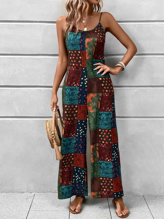 Honeybee Mumford's Printed Scoop Neck Spaghetti Strap Jumpsuit