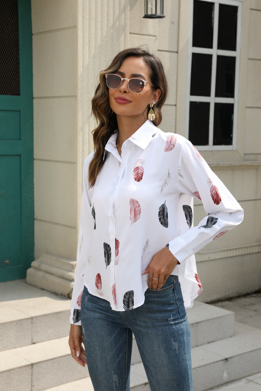 Honeybee Mumford's Printed Collared Neck Buttoned Shirt