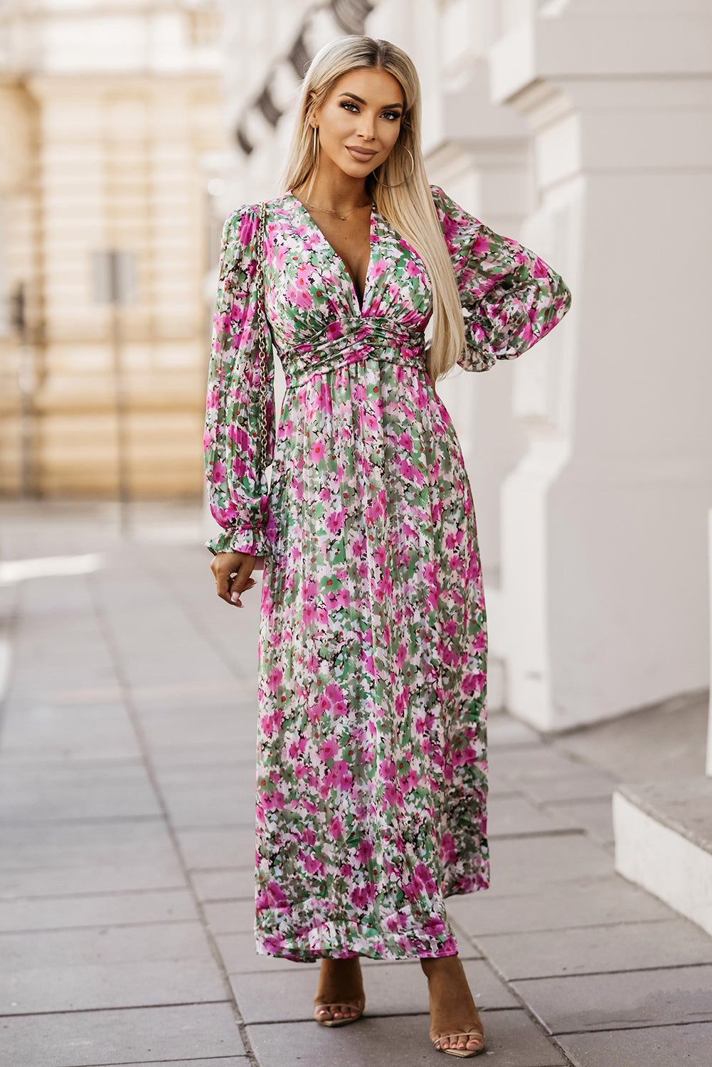 Honeybee Mumford's Floral Deep V Maxi Dress