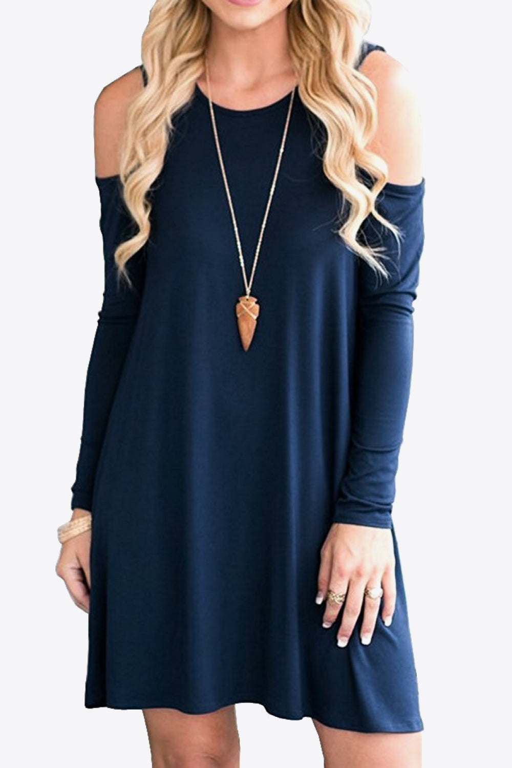 Honeybee Mumford's Cold-Shoulder Long Sleeve Round Neck Dress