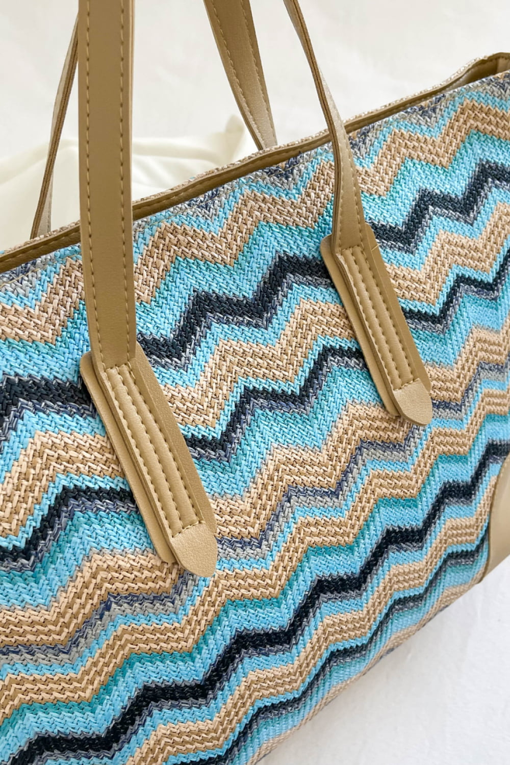 Honeybee Mumford's Chevron Straw Tote Bag