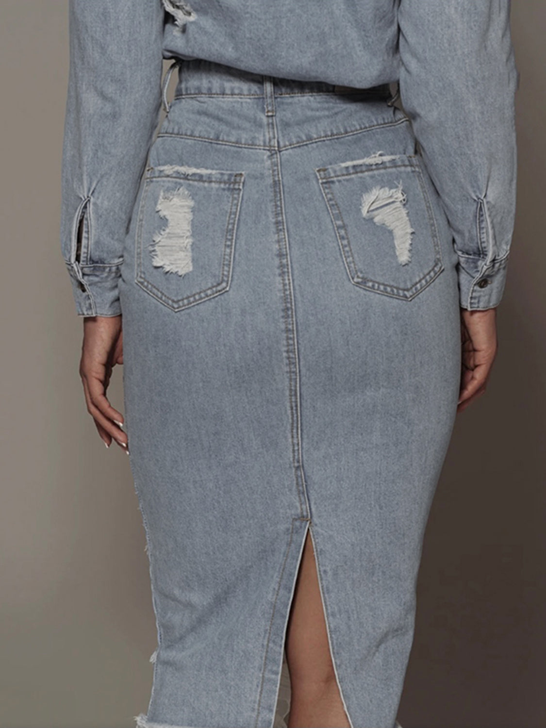 Honeybee Mumford's Distressed Slit Denim Skirt