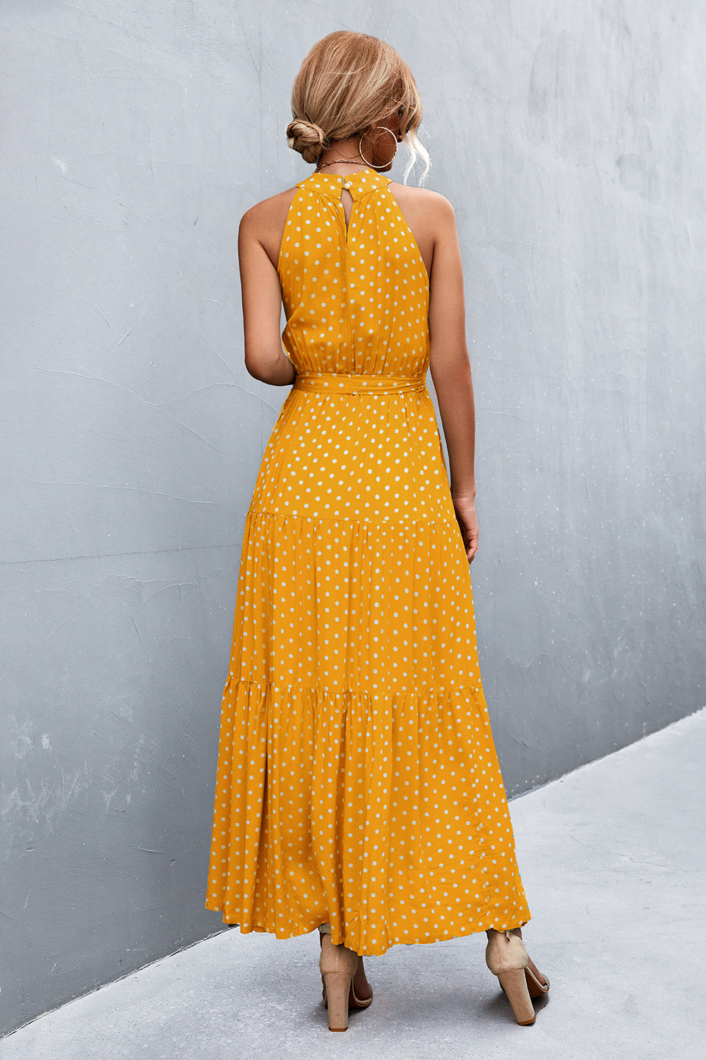 Honeybee Mumford's Printed Sleeveless Tie Waist Maxi Dress