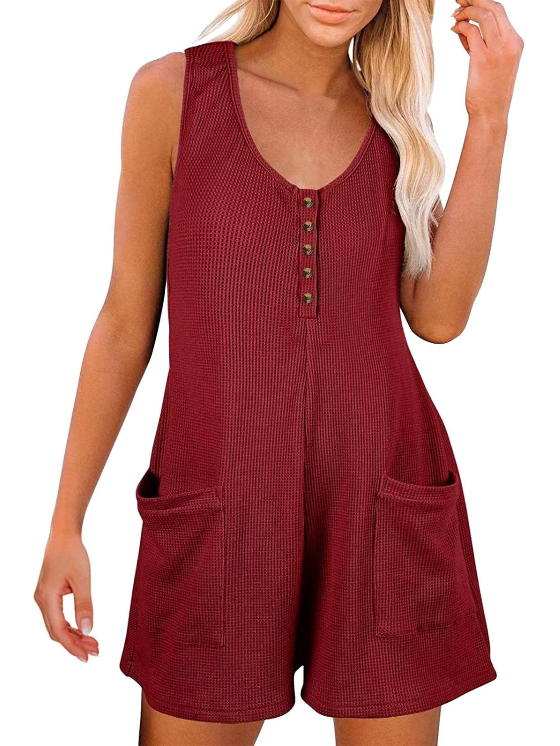 Honeybee Mumford's Full Size Pocketed Scoop Neck Sleeveless Romper